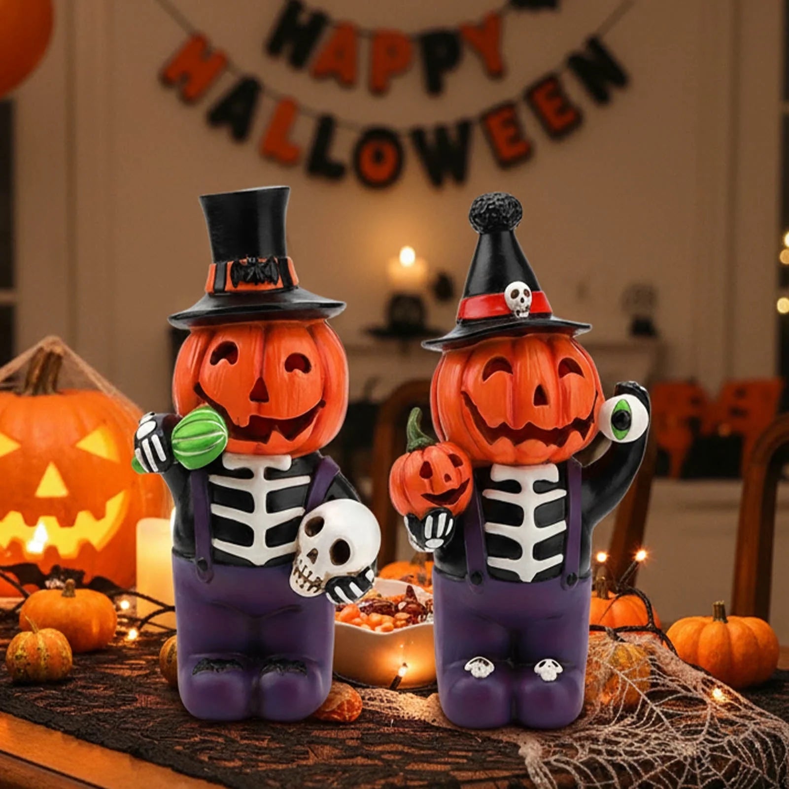 2 Pcs Light up Pumpkin Decorations, Tabletop  Decor with Color Changing Lights