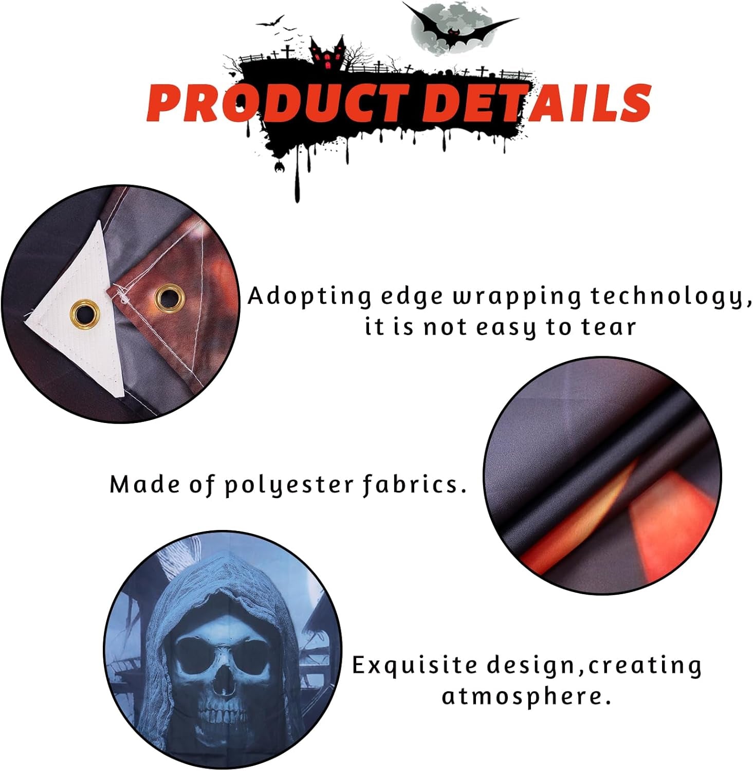 Crenics Halloween Garage Door Cover 7X16 Ft 