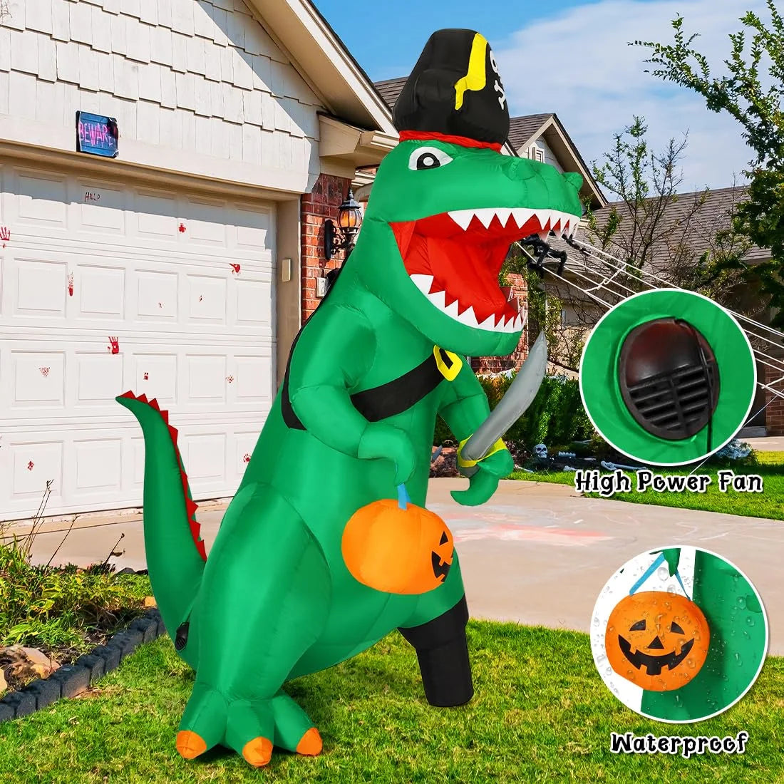 7FT Outdoor Halloween Decorations Halloween Dinosaur Inflatable