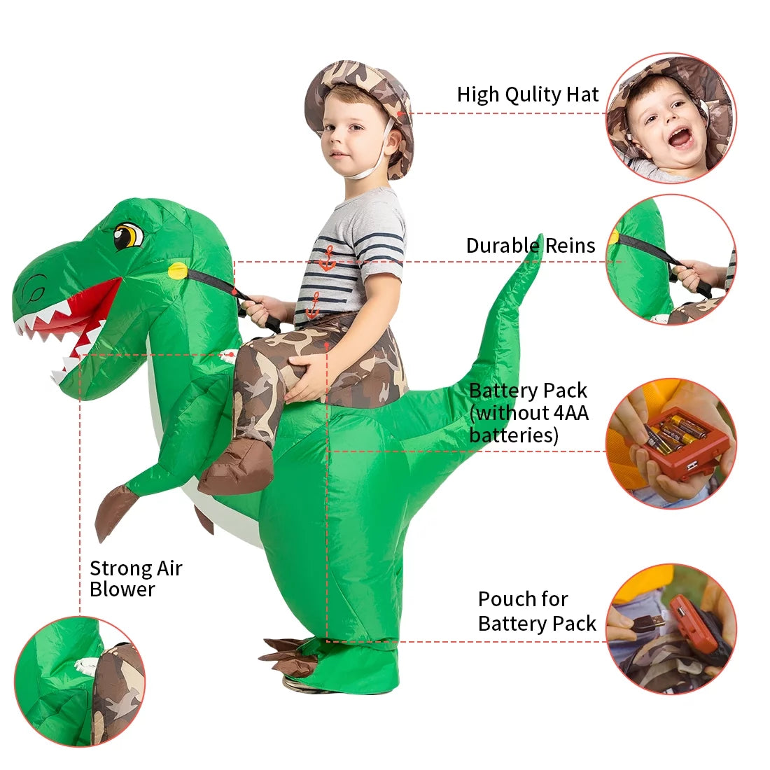 48 Inch Inflatable Dinosaur Costume for Kids