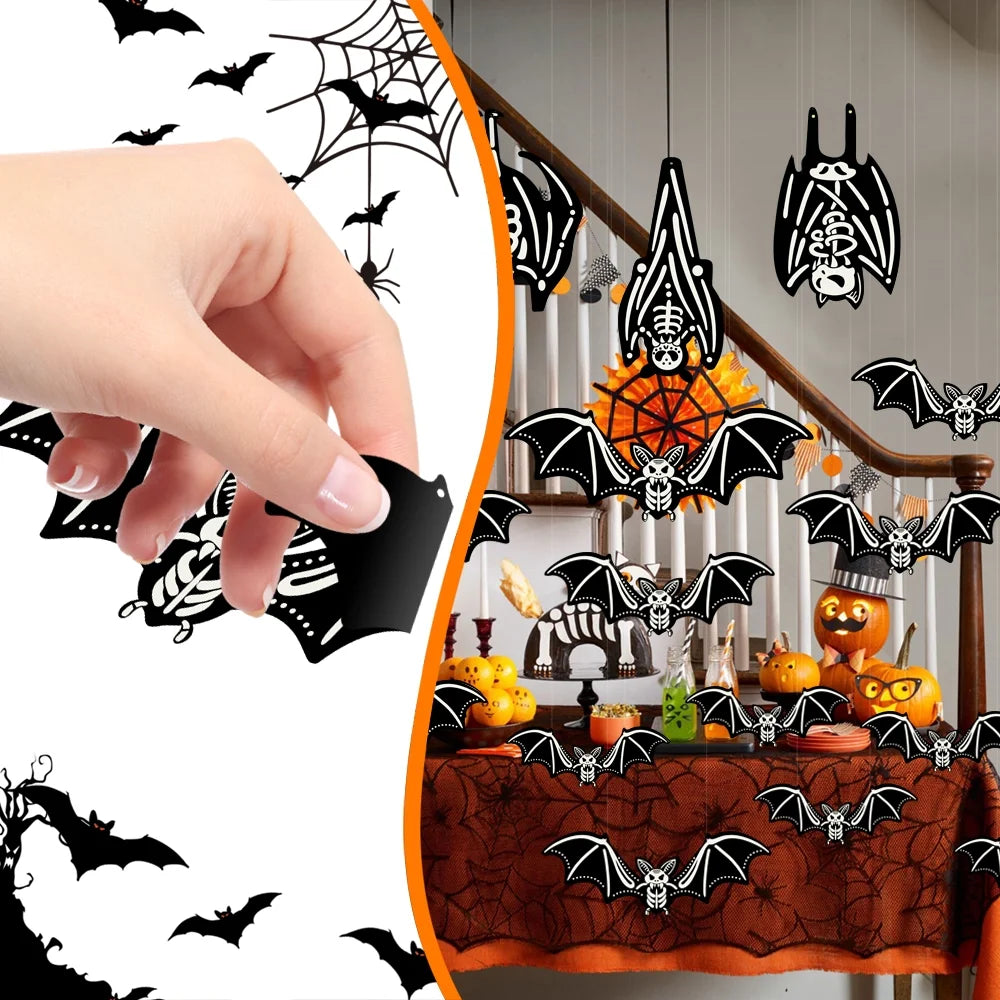 12Pcs 3D Glowing Halloween Hanging Bats Decorations Outdoor