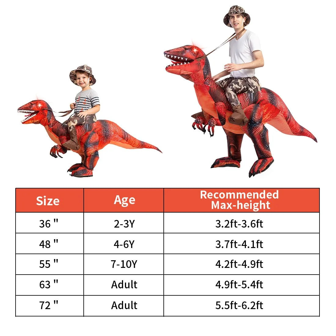 48 Inch Inflatable Dinosaur Costume for Kids 
