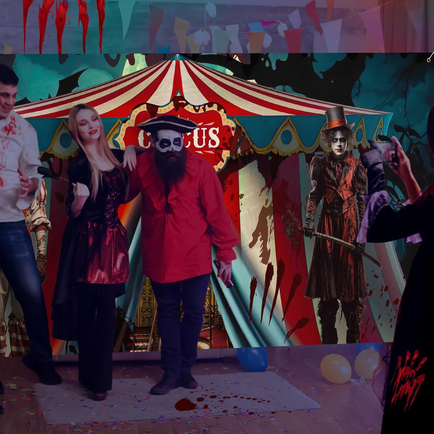 Halloween Evil Circus Garage Door Banner - Scary Clown Decorations 6X13 Ft