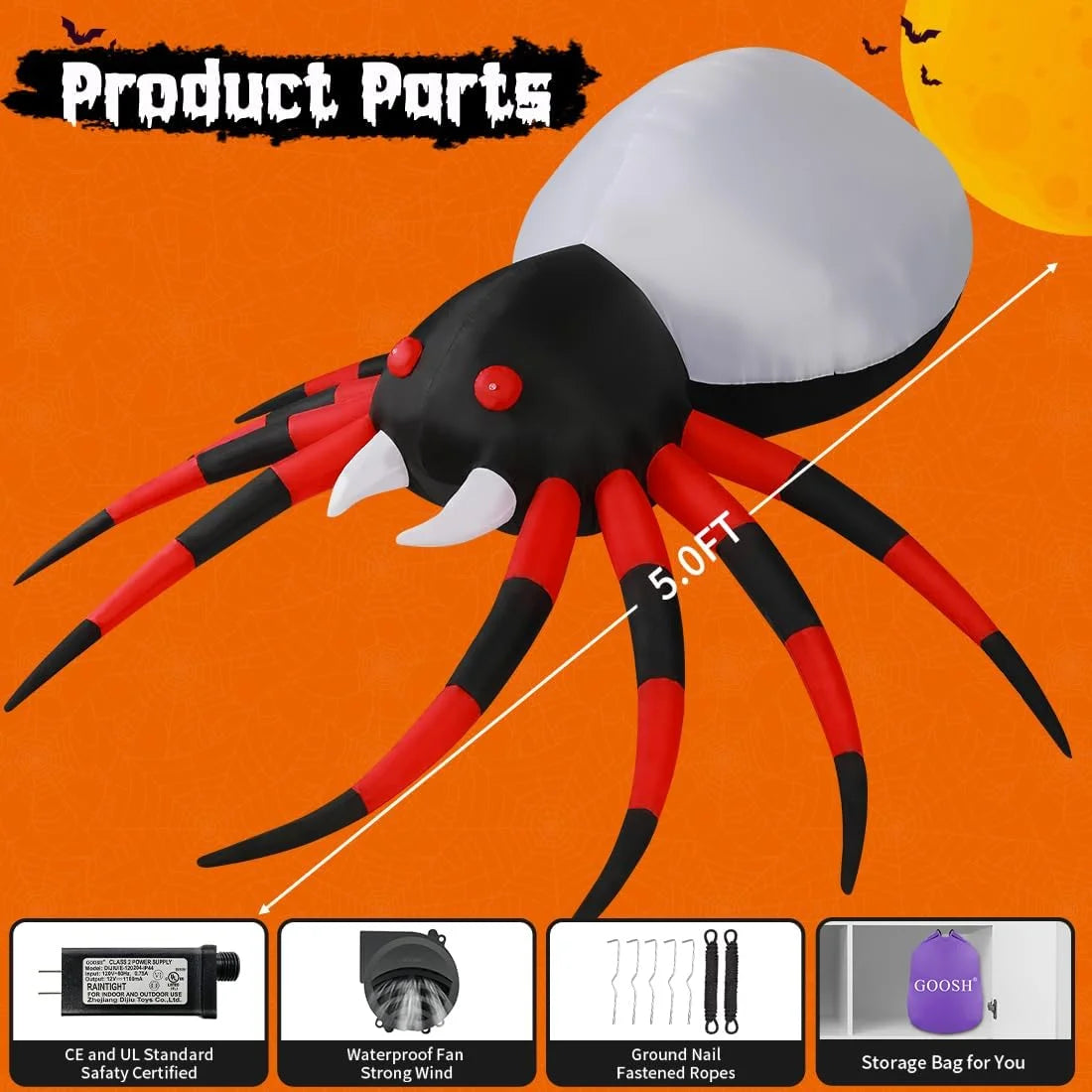 Halloween Inflatable 5 FT Halloween Spider Inflatable