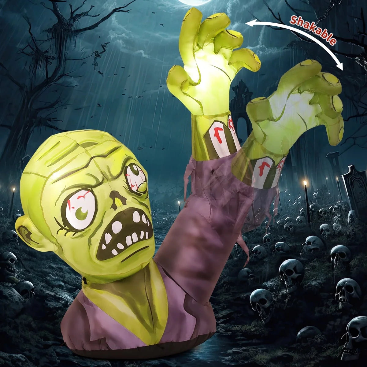 Halloween Inflatable 5.2 FT Zombie Inflatable Shaking Hands