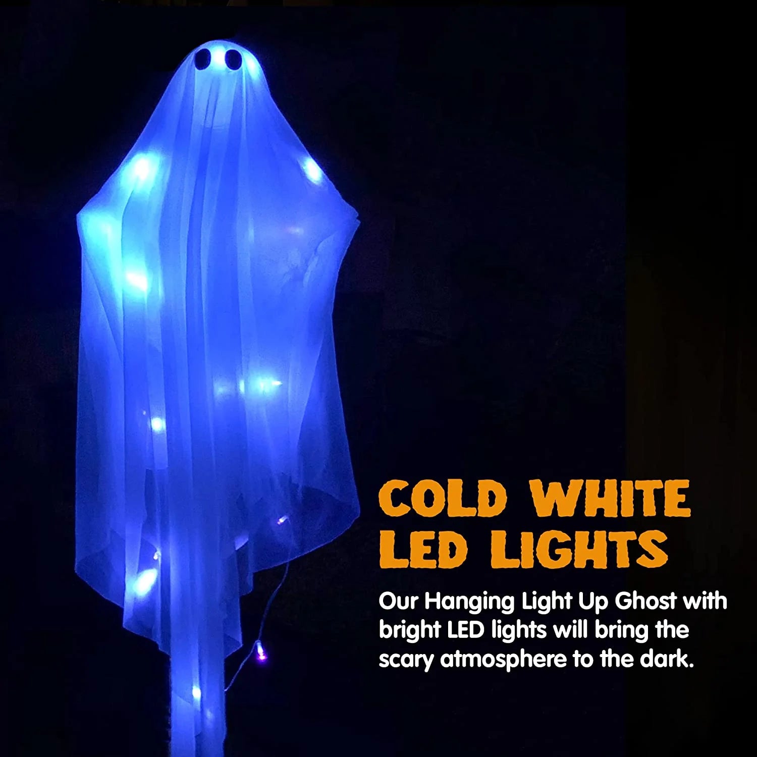 47” Light up Halloween Ghost Decor with Blue LED Light