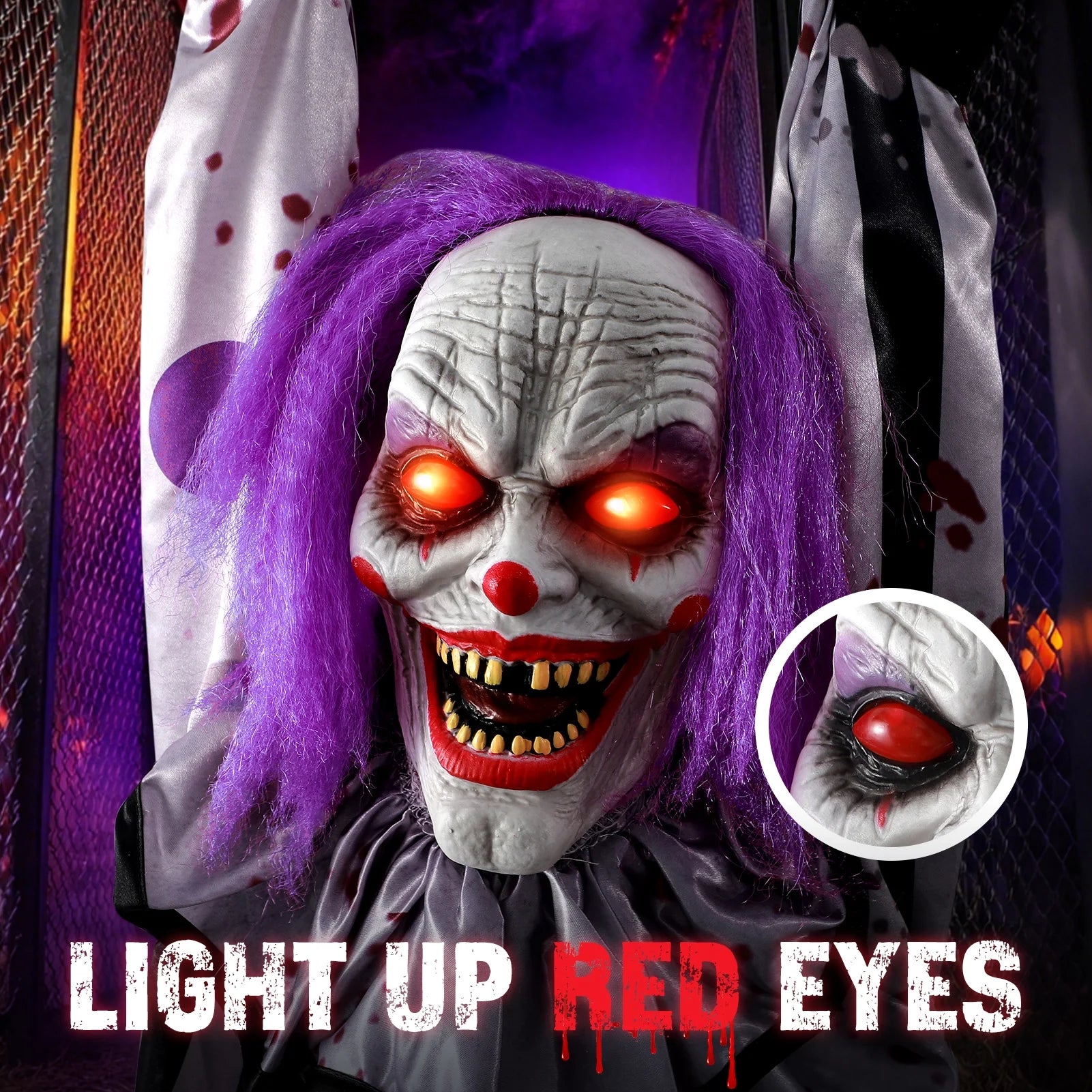 59In Halloween Animatronics, Hanging Halloween Clown Sound Sensor