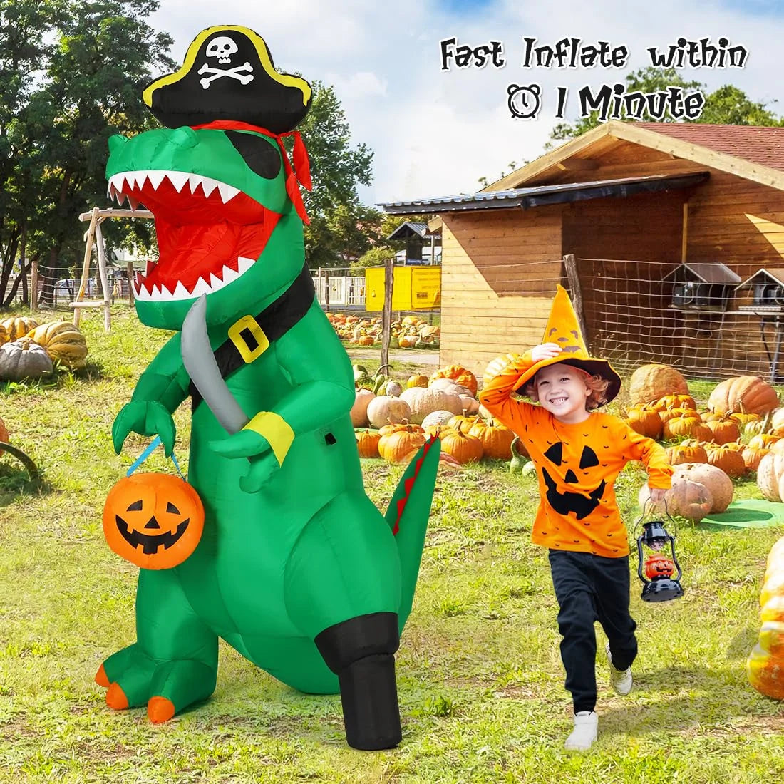 7FT Outdoor Halloween Decorations Halloween Dinosaur Inflatable