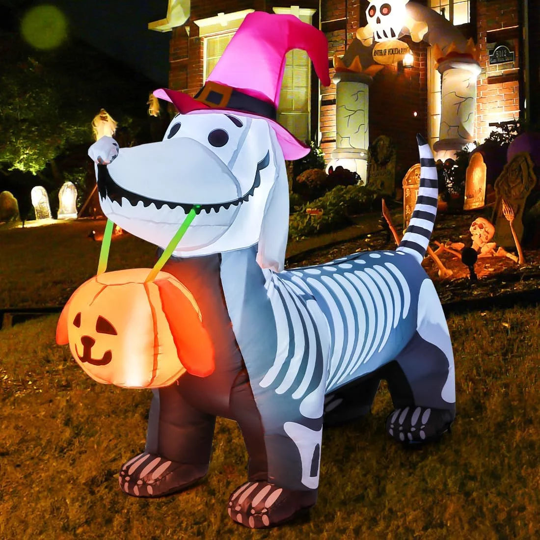Halloween Inflatables 5.7 FT Halloween Skeleton Dog Inflatable