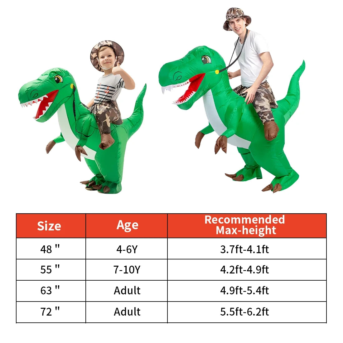 48 Inch Inflatable Dinosaur Costume for Kids