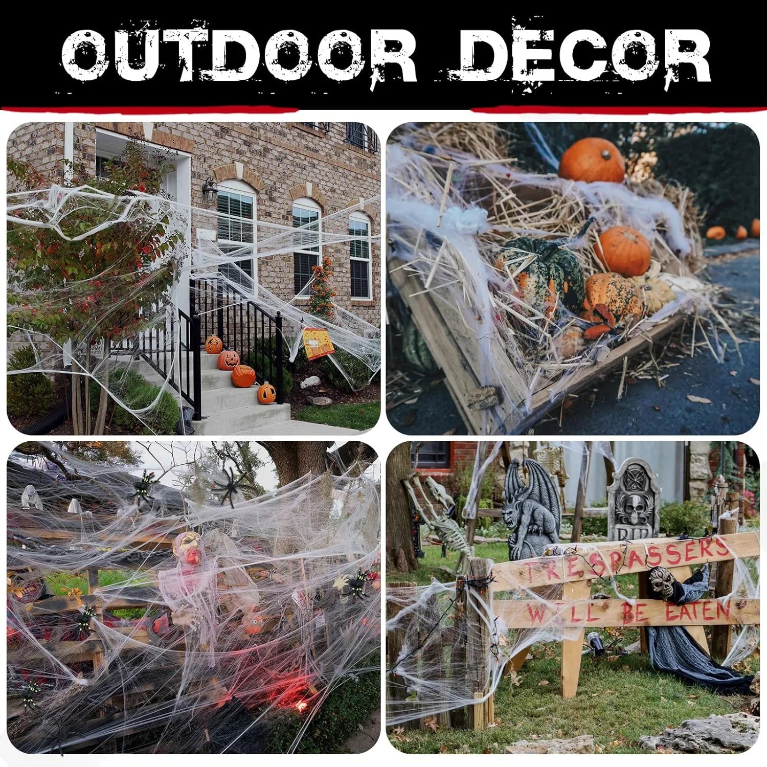 600Sqft Halloween Spider Webs Decorations with 60 Extra Fake Spiders
