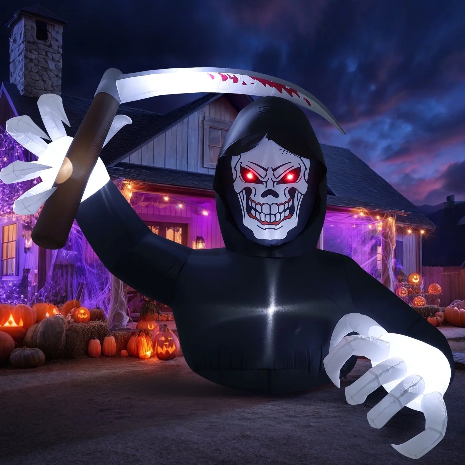5.9FT Halloween Inflatables Grim Reaper with LED Lights 
