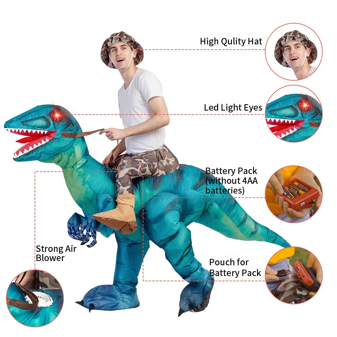 63 Inch Inflatable Dinosaur Costume Adult Dinosaur Costumes