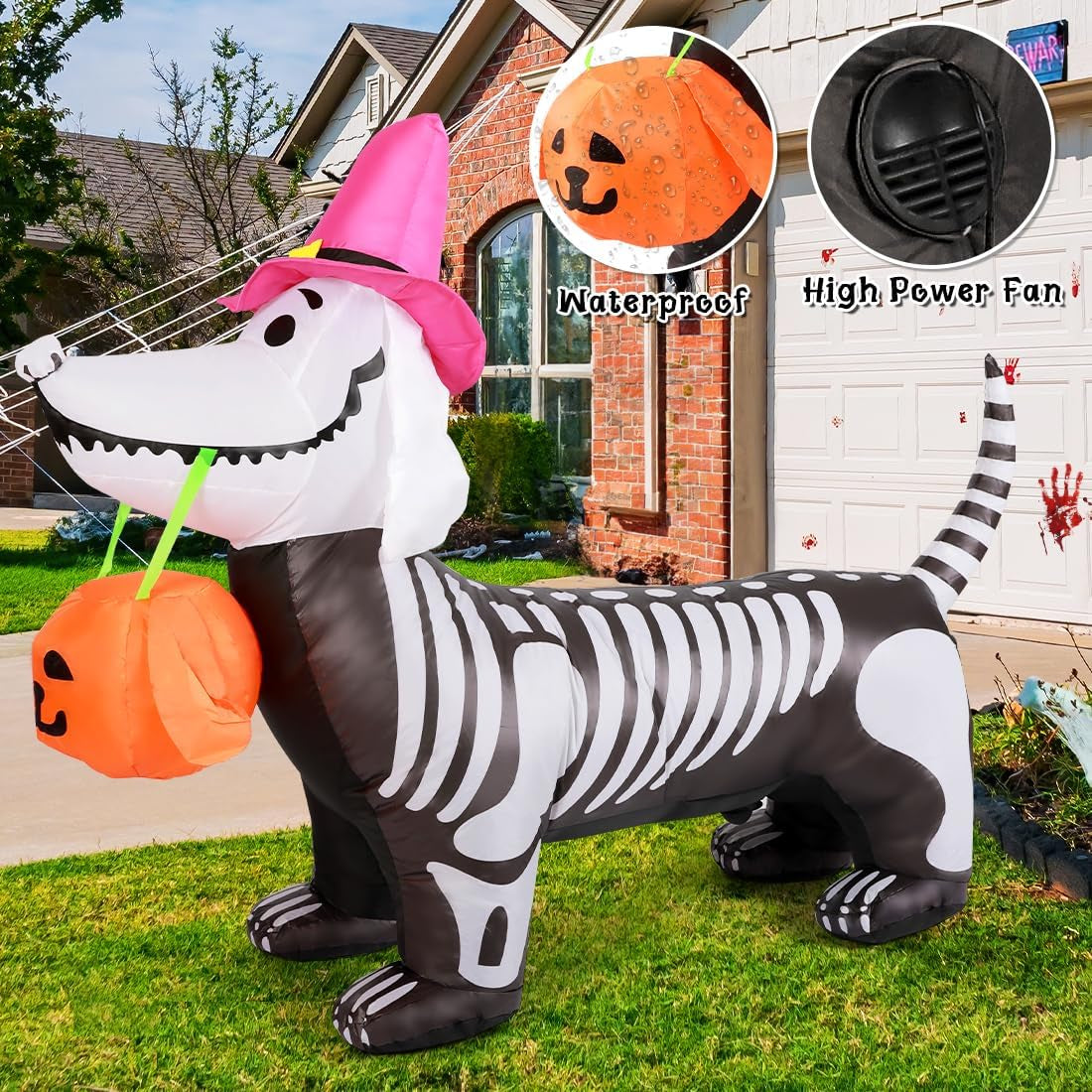 Halloween Inflatables 5.7 FT Halloween Skeleton Dog Inflatable