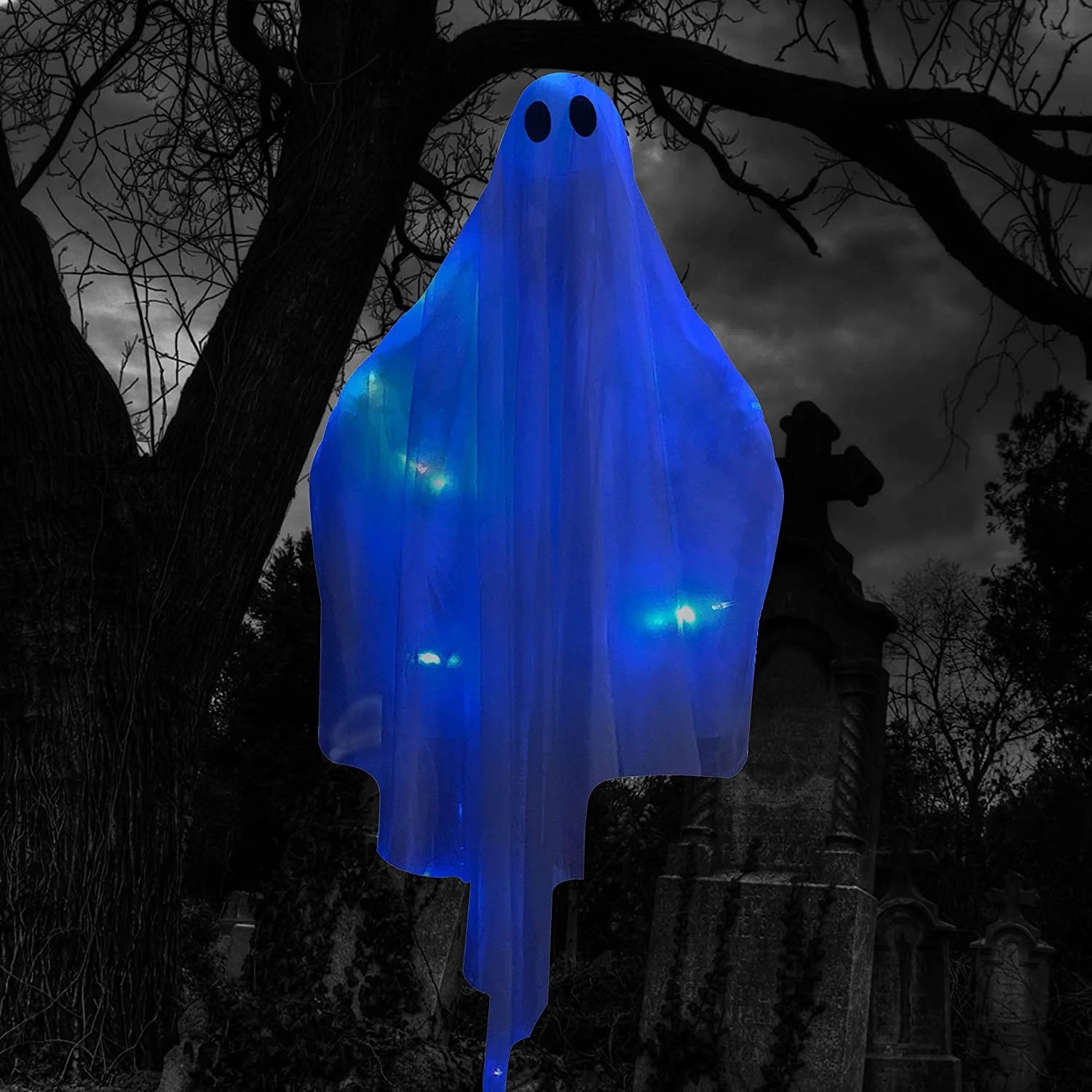 47” Light up Halloween Ghost Decor with Blue LED Light
