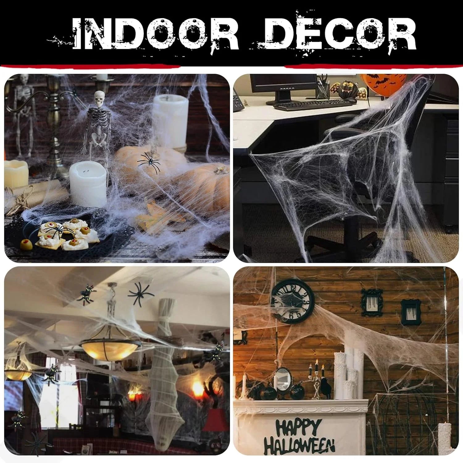 600Sqft Halloween Spider Webs Decorations with 60 Extra Fake Spiders