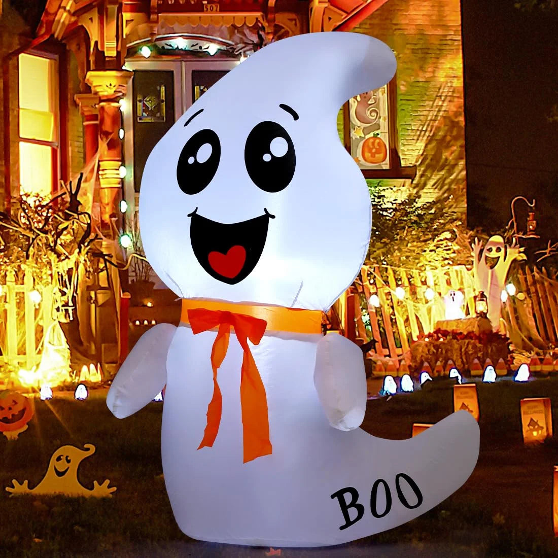 Halloween Inflatables 4 FT Inflatable Ghost with Built-In LED Lights