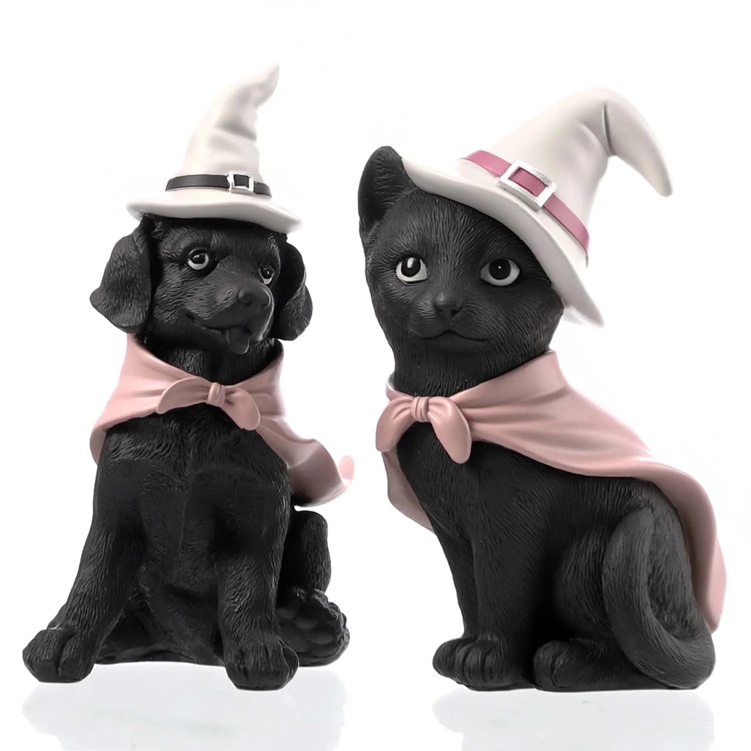 Set of 2, Black Cat and Black Dog for Vintage Halloween Cat Decor