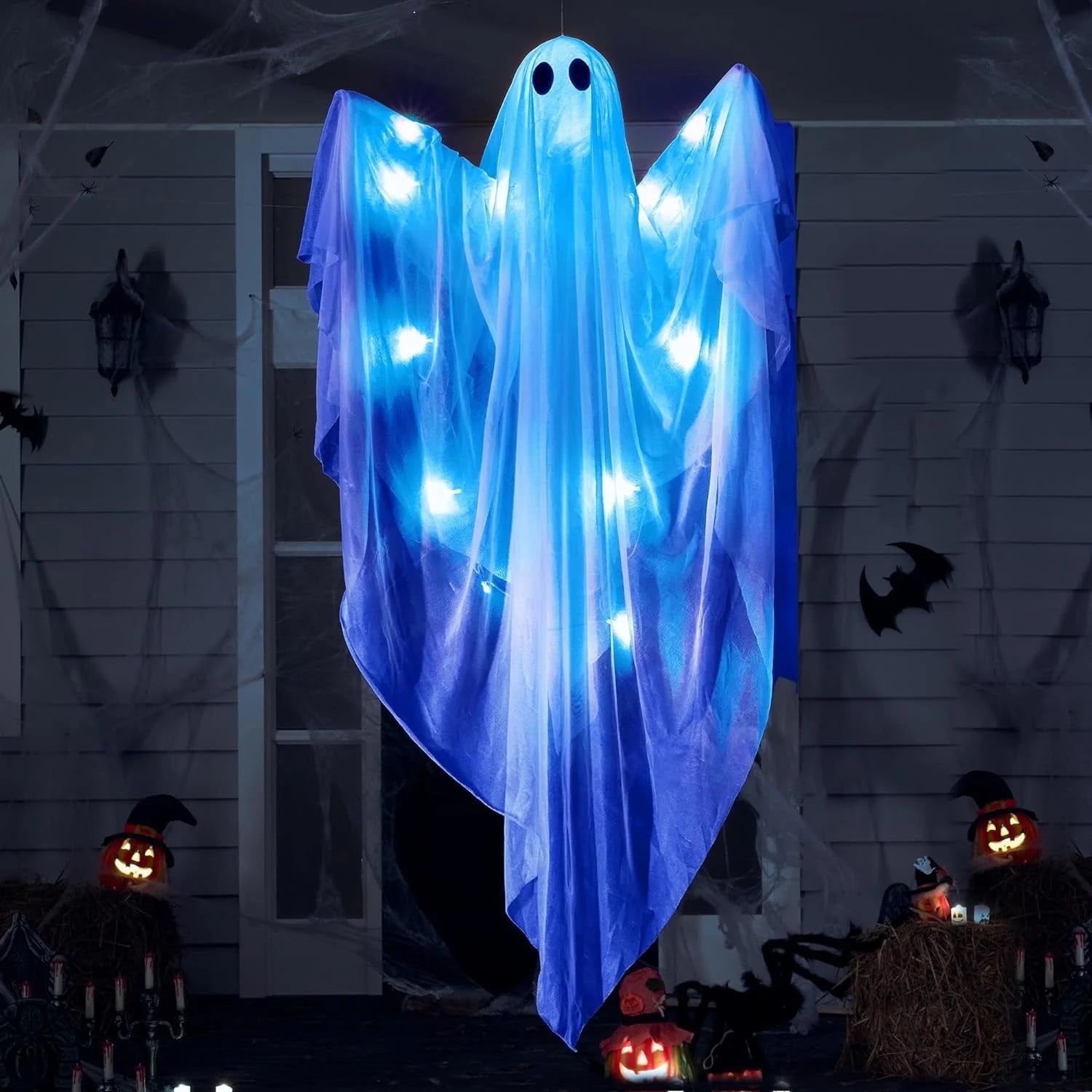 47” Light up Halloween Ghost Decor with Blue LED Light