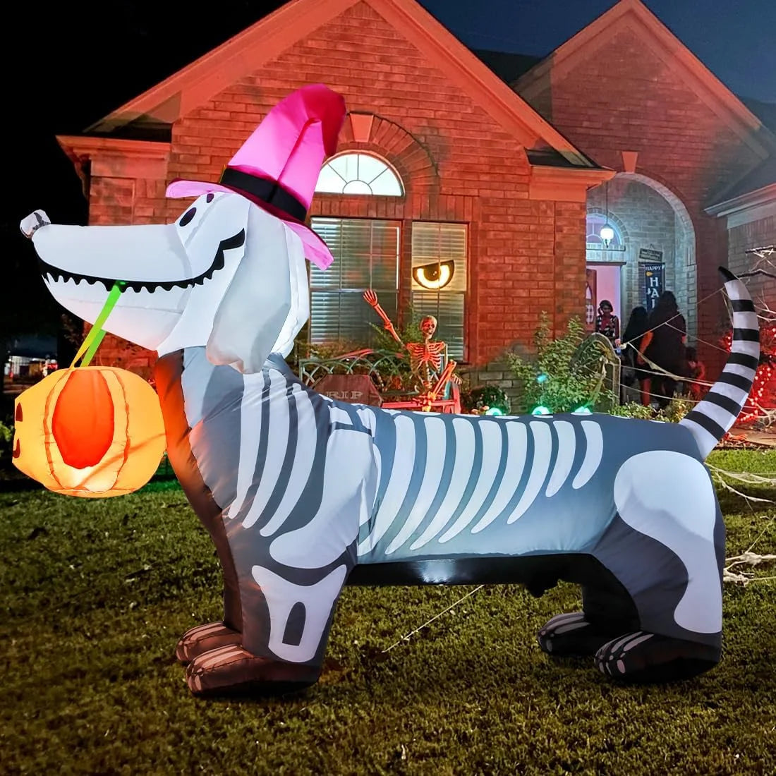 Halloween Inflatables 5.7 FT Halloween Skeleton Dog Inflatable