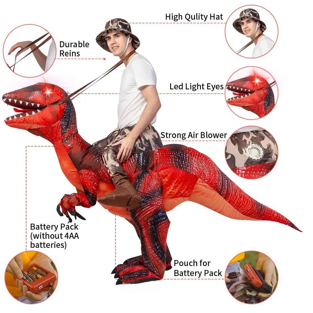 63 Inch Inflatable Dinosaur Costume