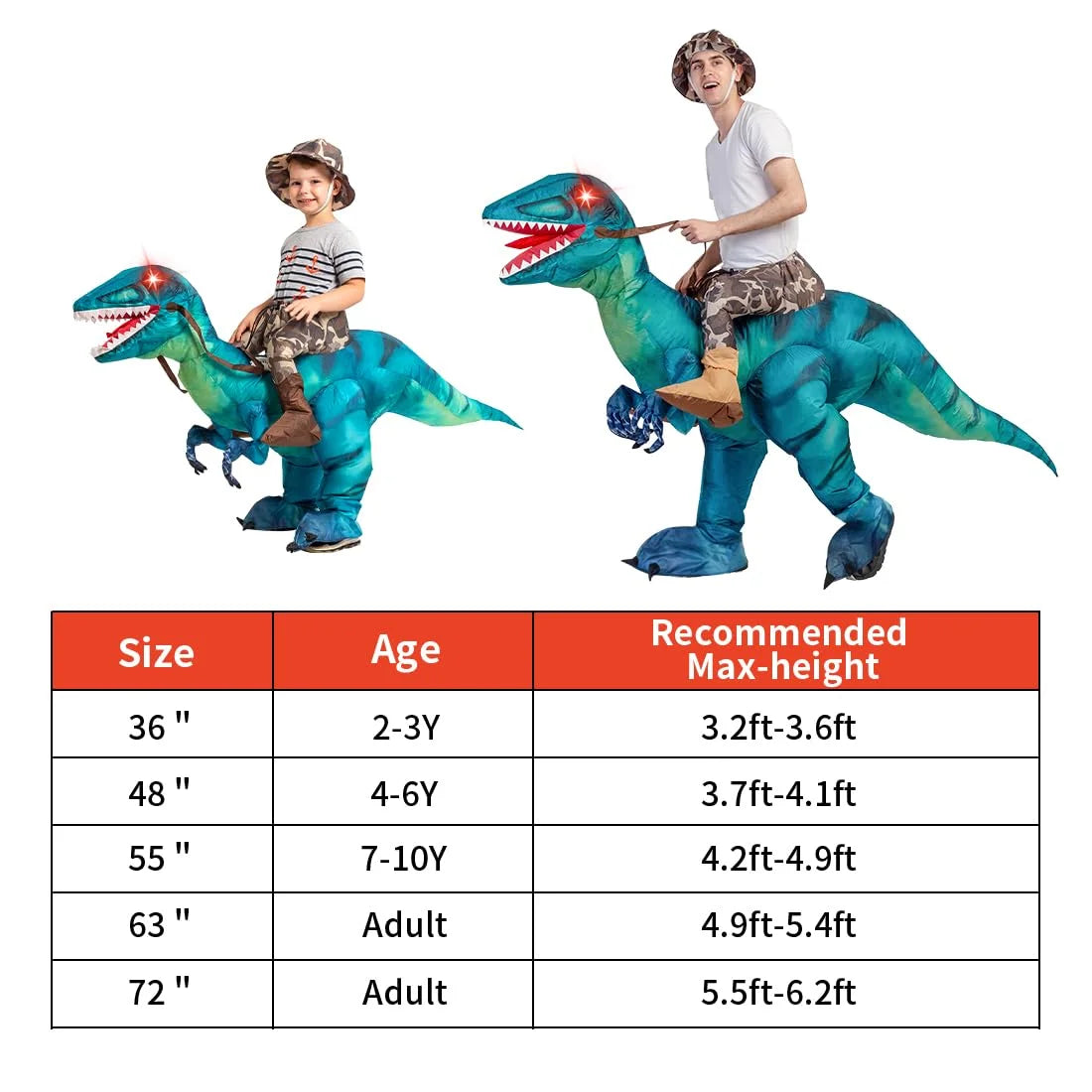 63 Inch Inflatable Dinosaur Costume Adult Dinosaur Costumes