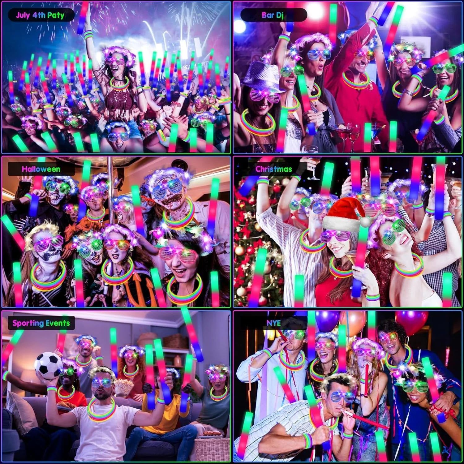 206Pcs Glow in the Dark Party Supplies for Kids Adults