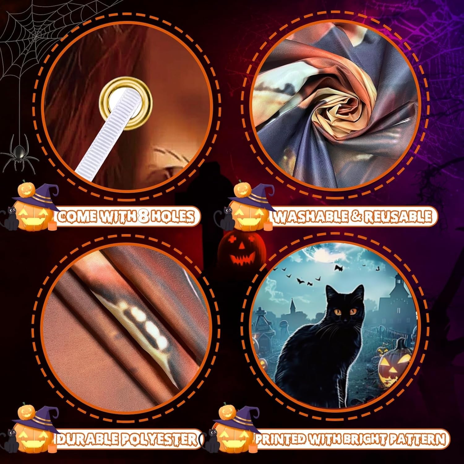 Halloween Garage Door Banner - Spooky Cat Mural for Indoor/Outdoor Decor 6X13 Ft