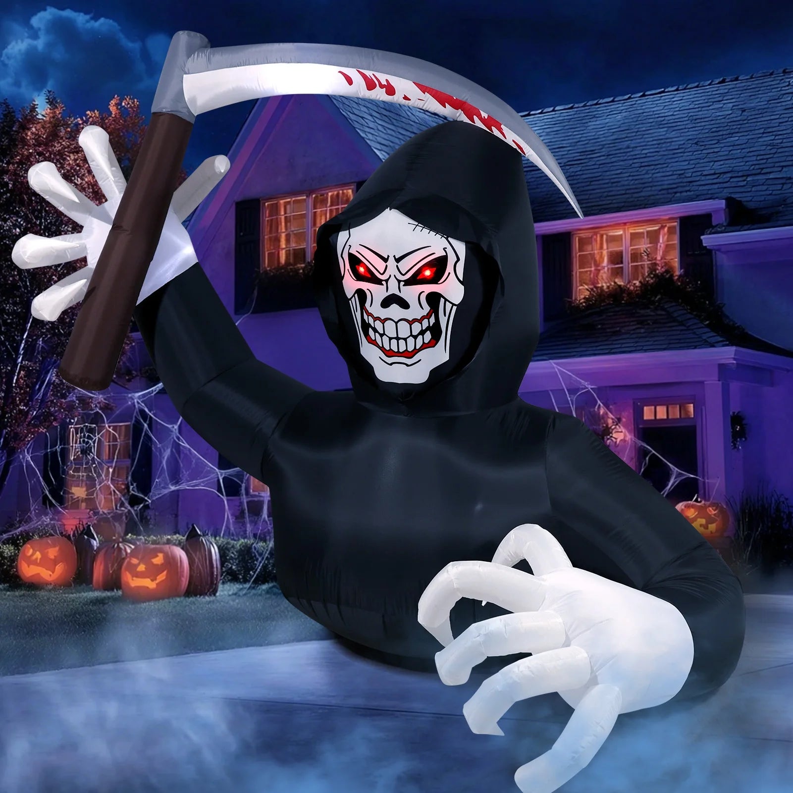 5.9FT Halloween Inflatables Grim Reaper with LED Lights 