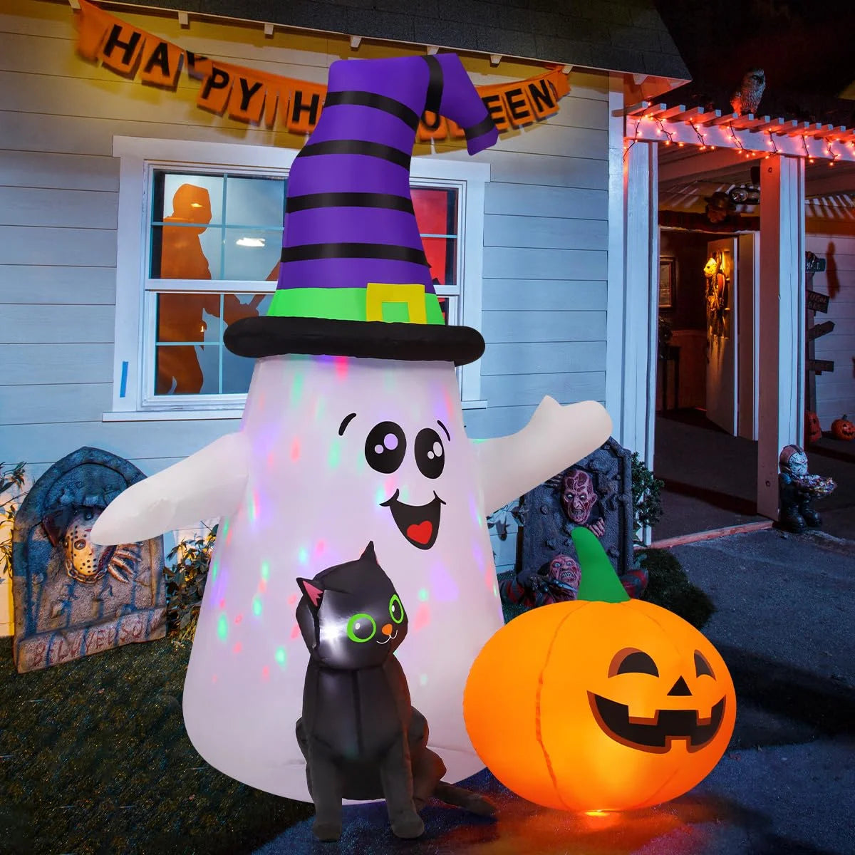 Halloween Inflatables 5 FT Halloween Ghost Inflatable with LED Lights