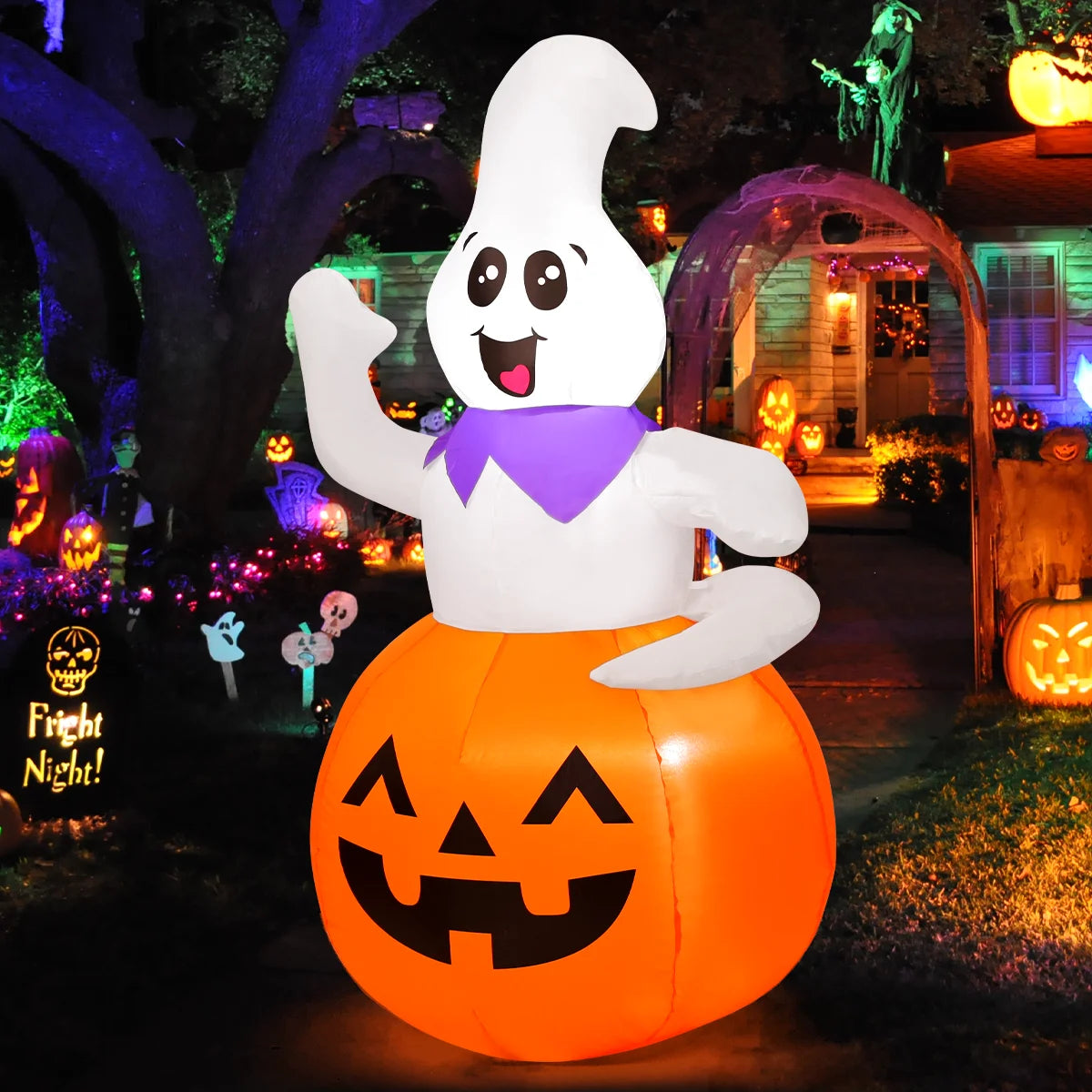 Halloween Inflatable 5 FT Pumpkin Ghost Inflatable