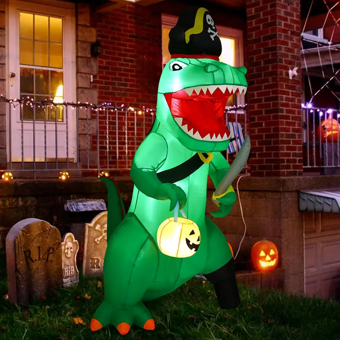 7FT Outdoor Halloween Decorations Halloween Dinosaur Inflatable